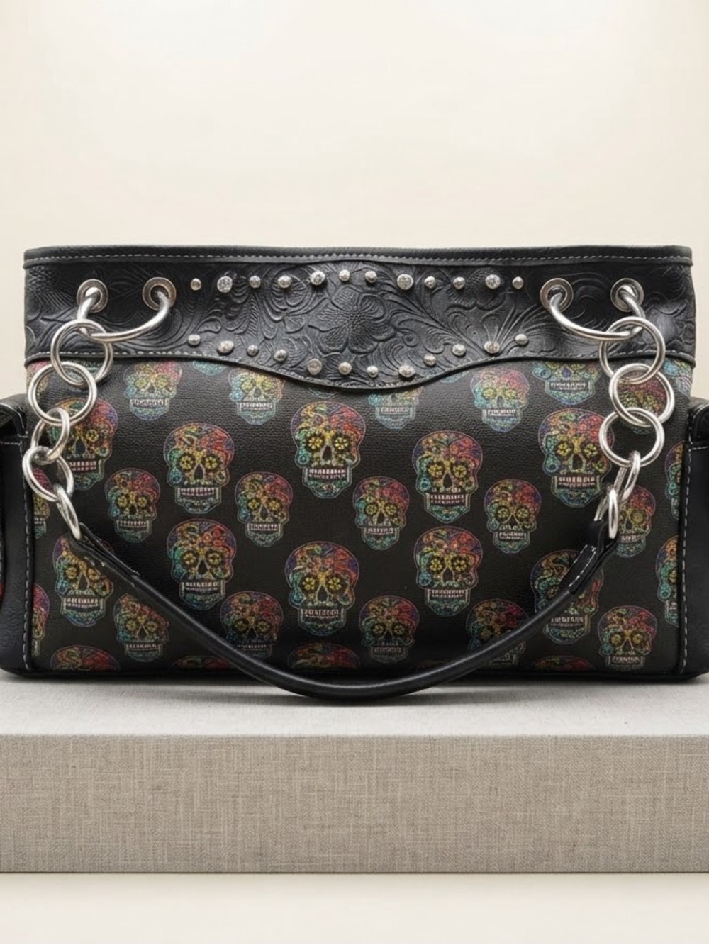Brand New Skull Print Western Conceal Carry Handbag